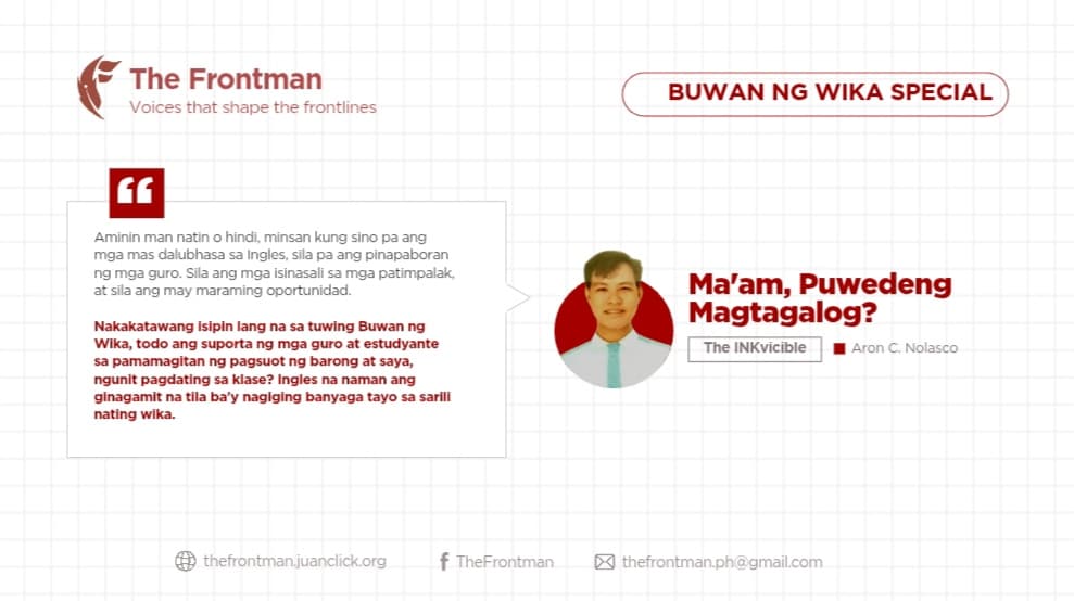 KOLUM | Ma'am, Puwedeng Magtagalog?