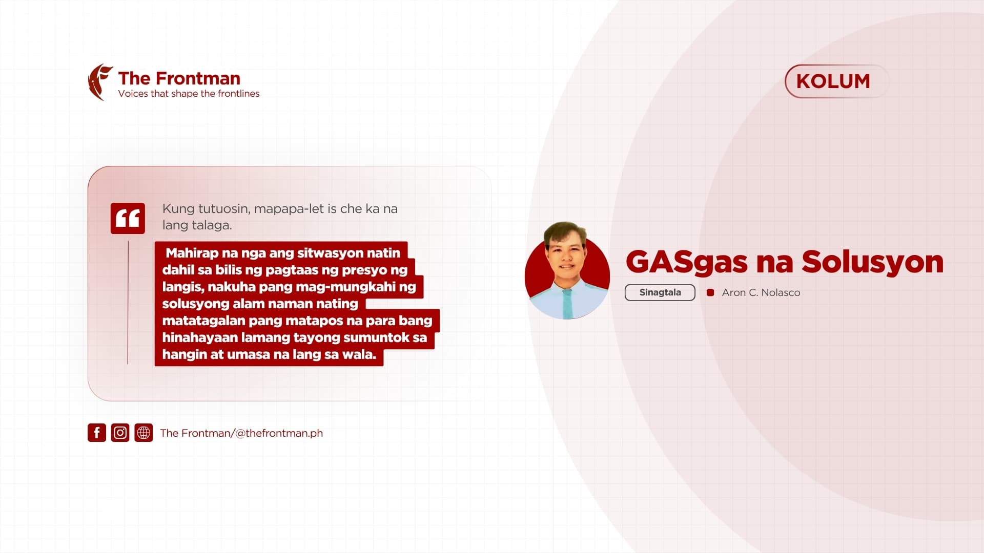 KOLUM | GASgas na Solusyon