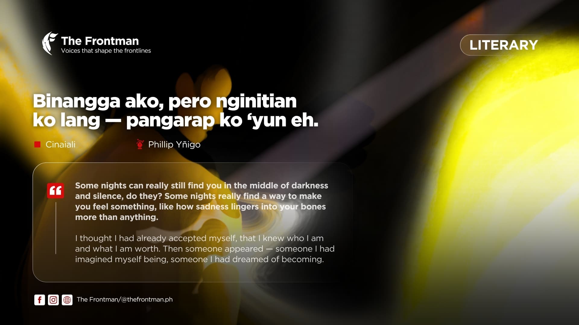 LITERARY | Binangga ako, pero nginitian ko lang — pangarap ko ‘yun eh.