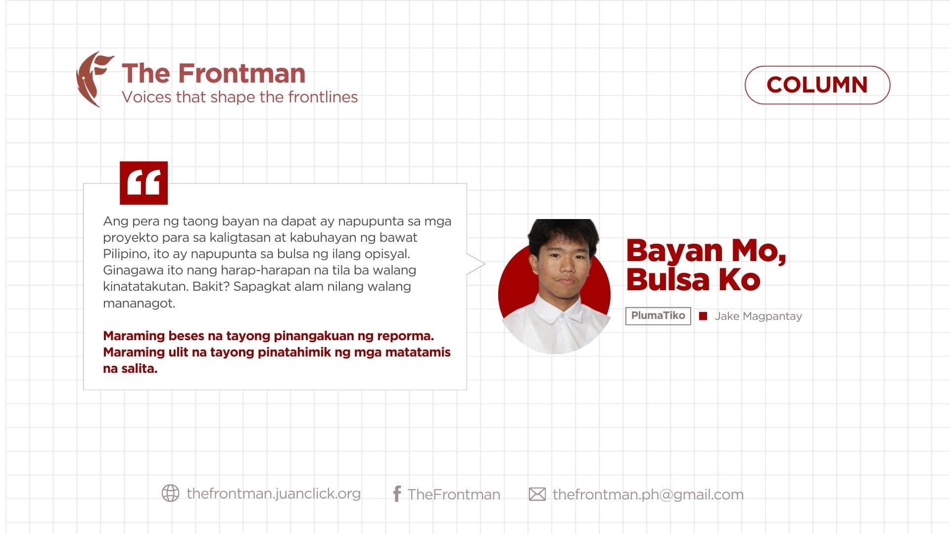 KOLUM | Bayan Mo, Bulsa Ko