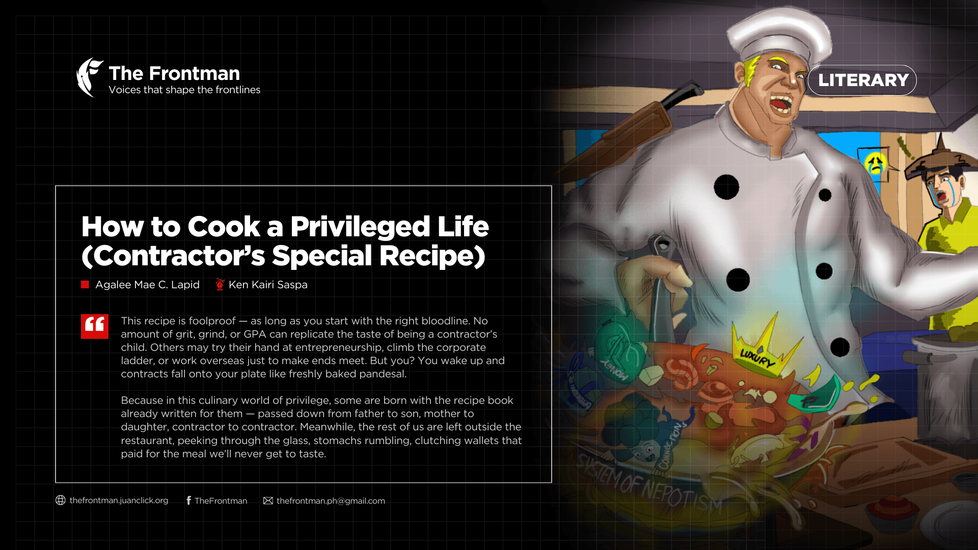 LITERARY | How to Cook a Privileged Life (Contractor’s Special Recipe)