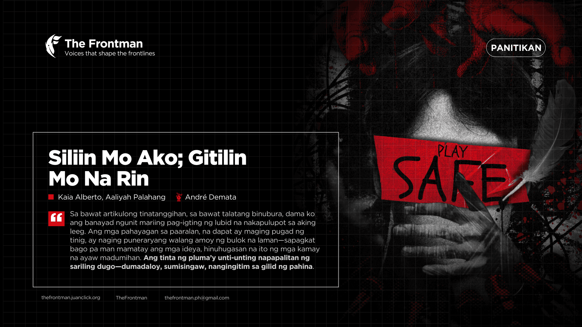 PANITIKAN | Siilin Mo Ako; Gitilin Mo Na Rin