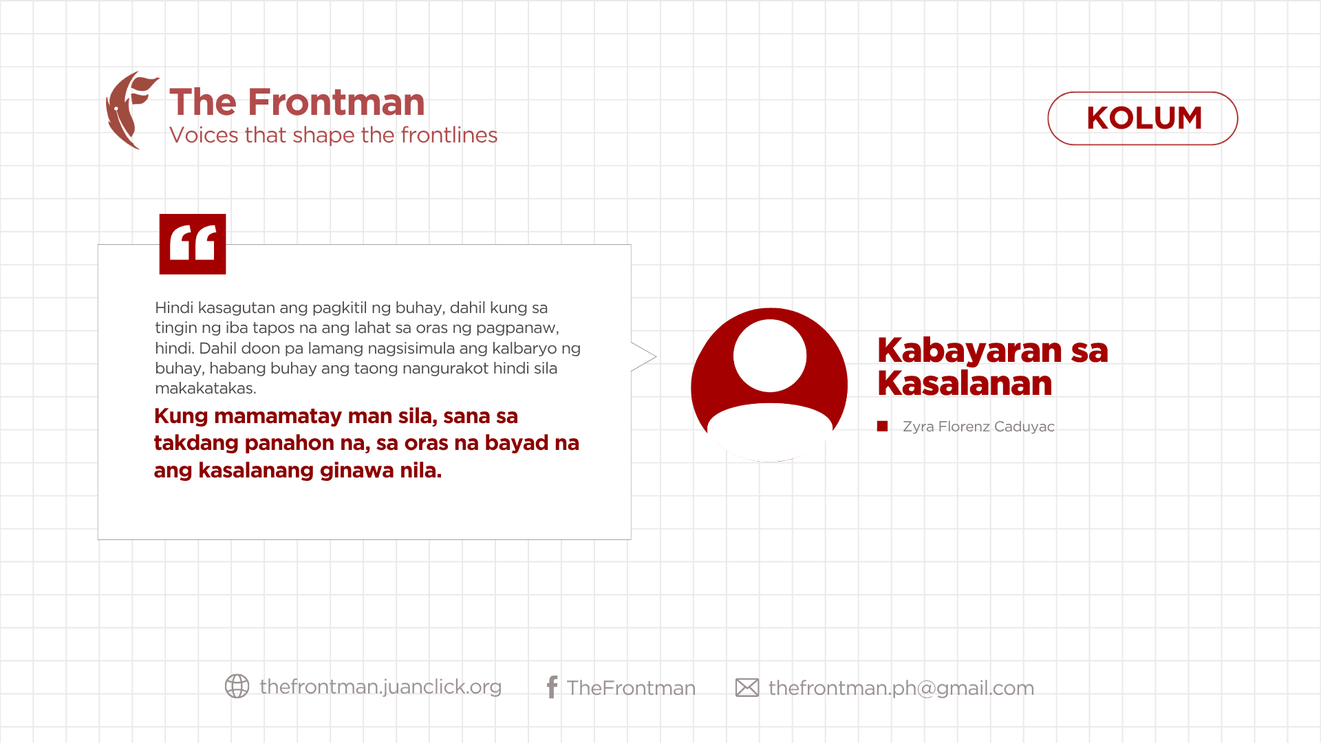 KOLUM | Kabayaran Sa Kasalanan