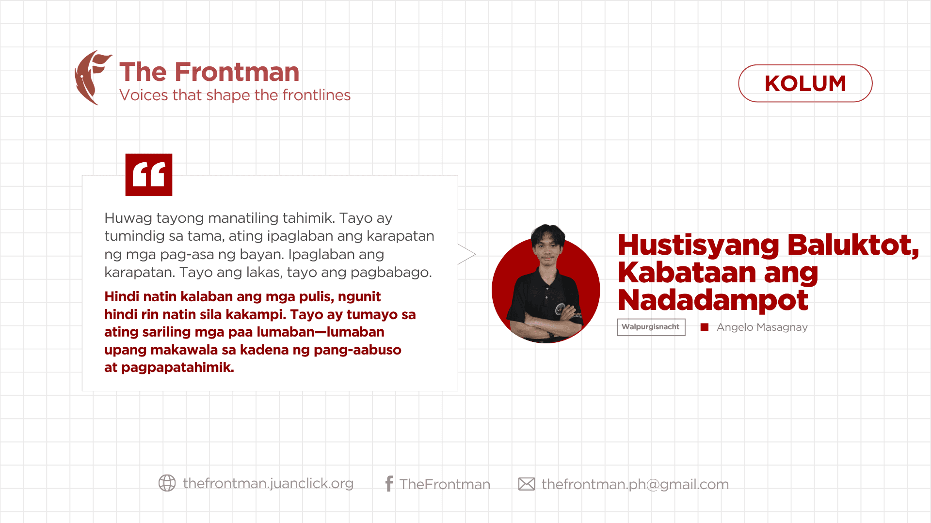 KOLUM | Hustisyang Baluktot, Kabataan ang Nadadampot
