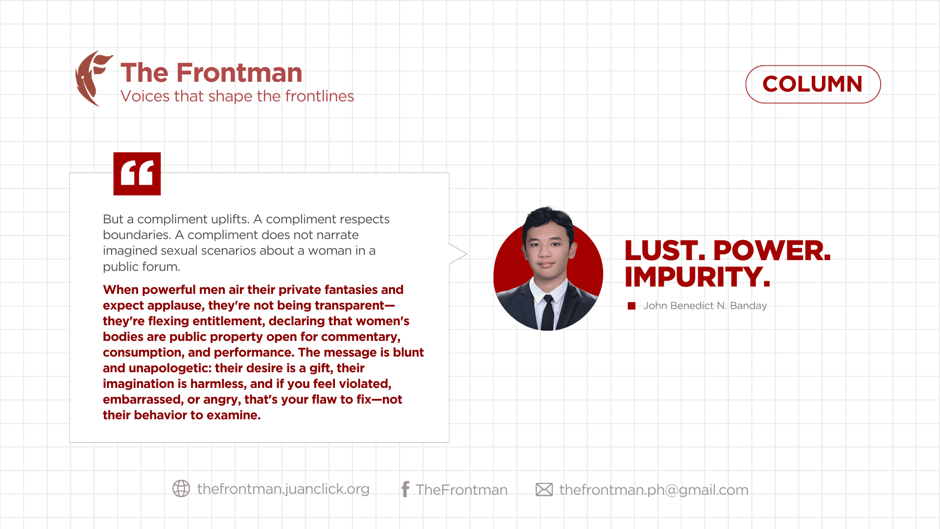 COLUMN | LUST. POWER. IMPUNITY. 