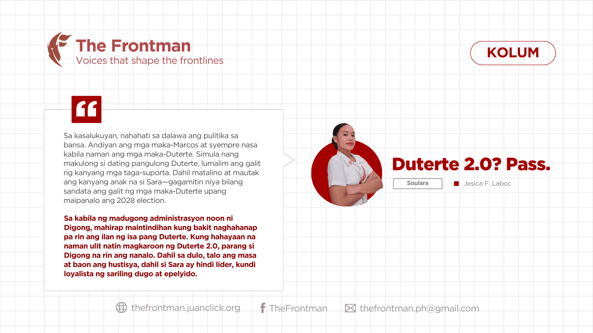 KOLUM | Duterte 2.0? Pass