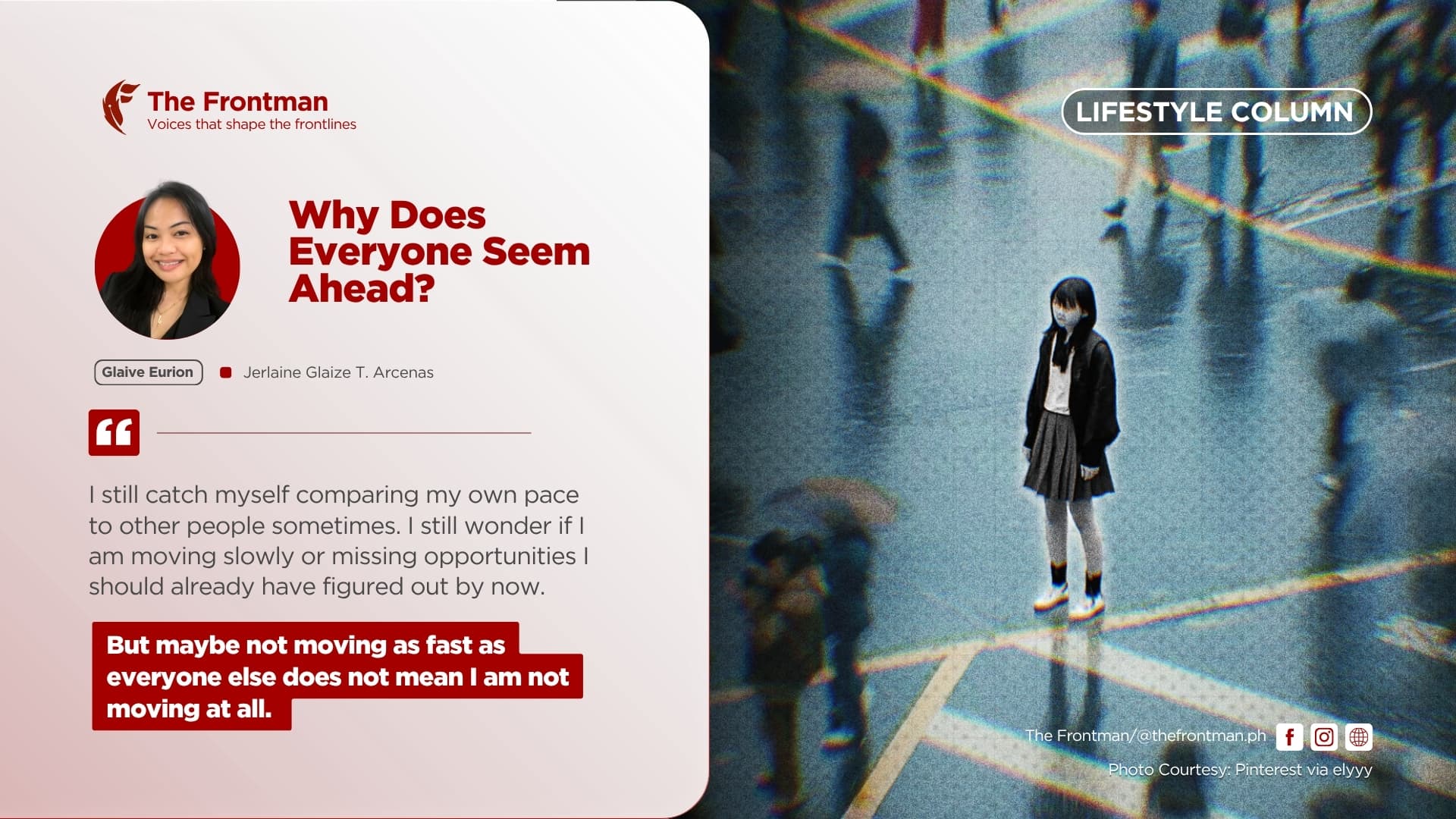 LIFESTYLE COLUMN | Why Does Everyone Seem Ahead?