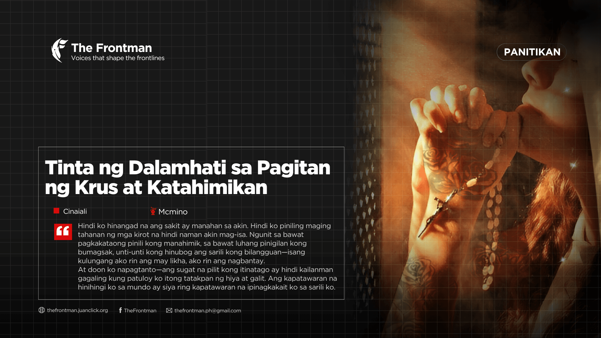 PANITIKAN | Tinta ng Dalamhati sa Pagitan ng Krus at Katahimikan