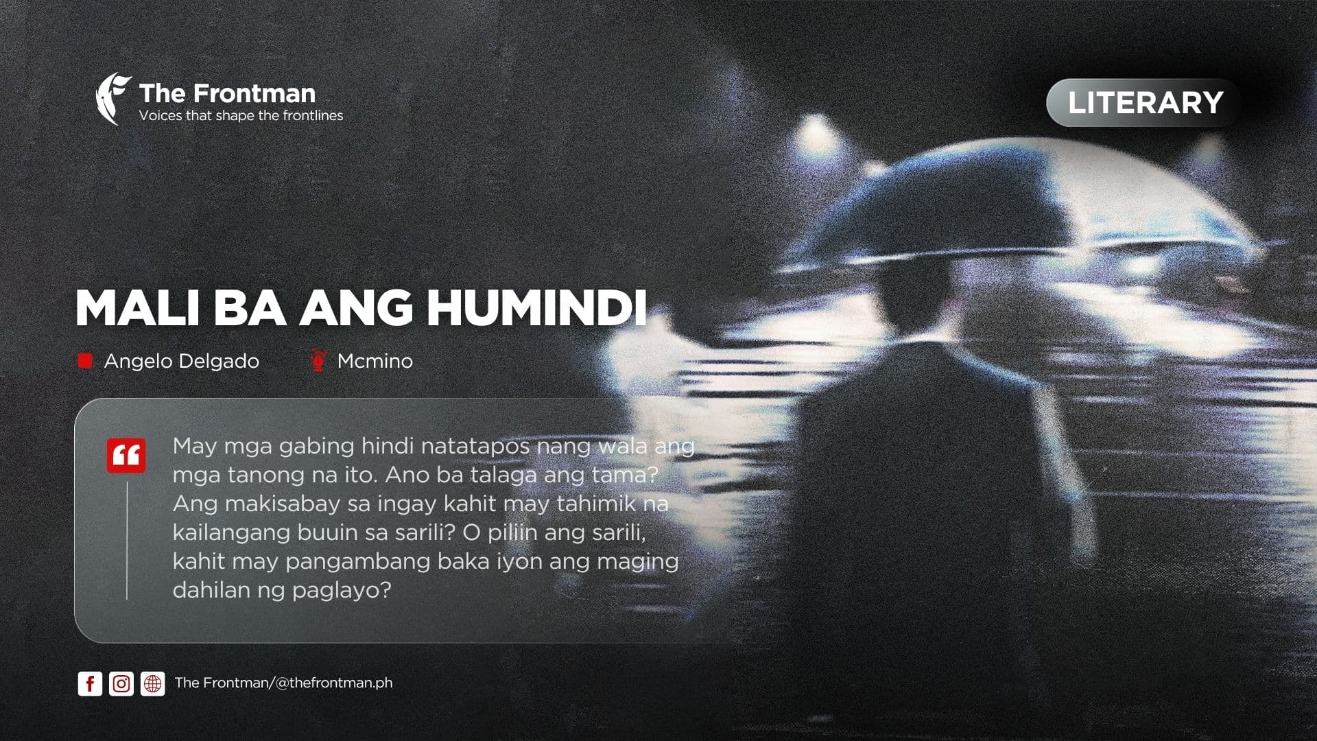 PANITIKAN | MALI BA ANG HUMINDI