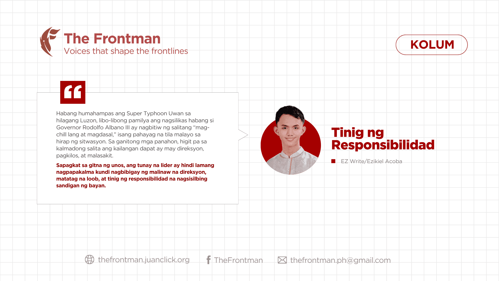 KOLUM | Tinig ng Responsibilidad
