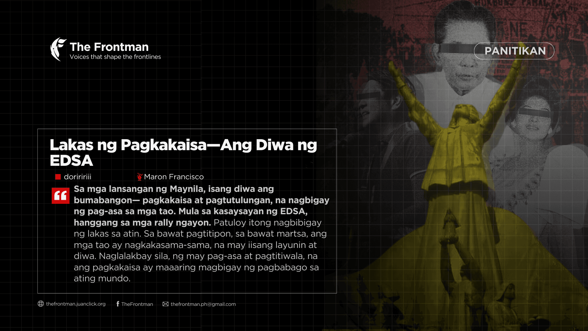 PANITIKAN | Lakas ng Pagkakaisa—Ang Diwa ng EDSA