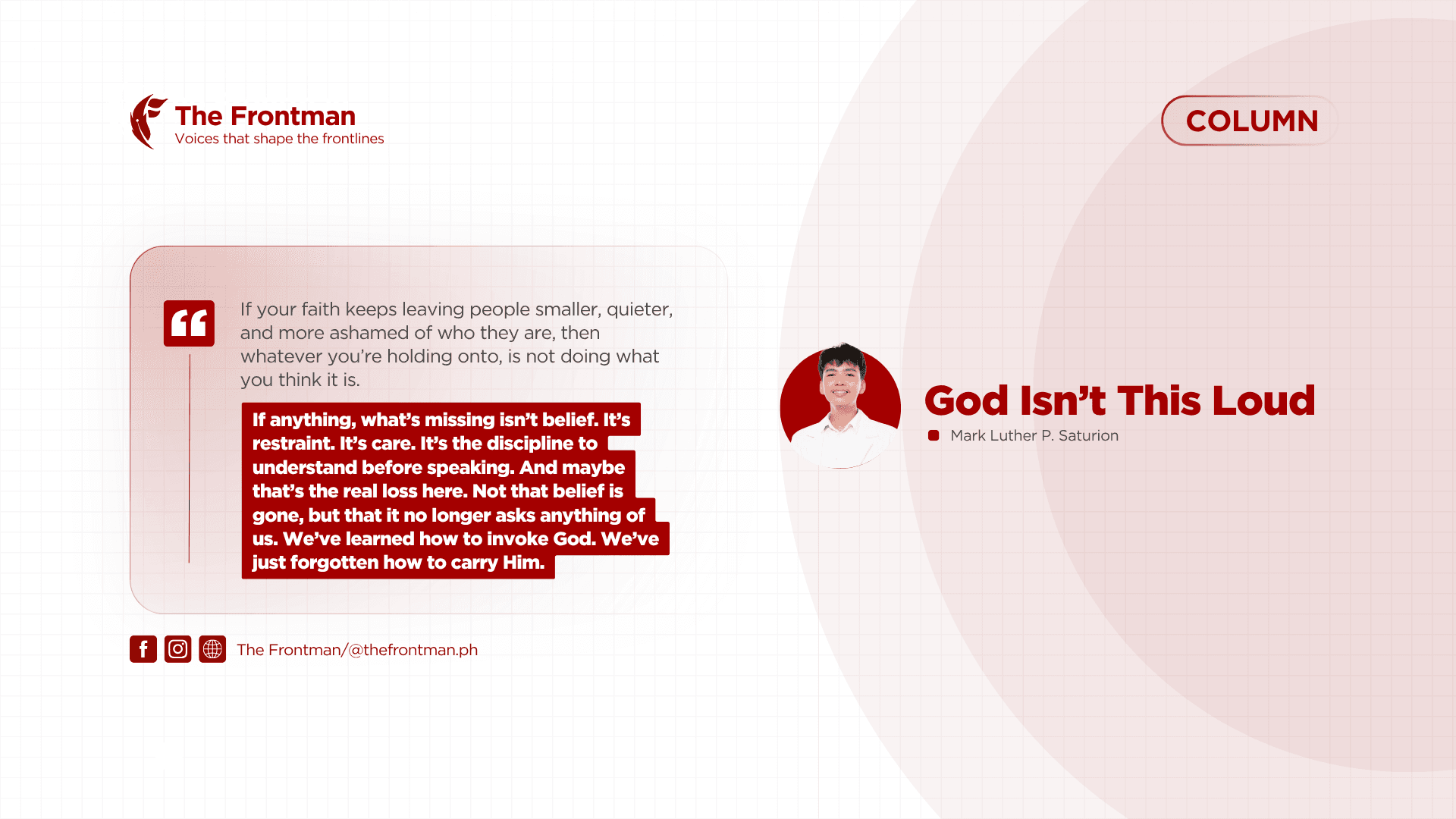 COLUMN | God Isn’t This Loud