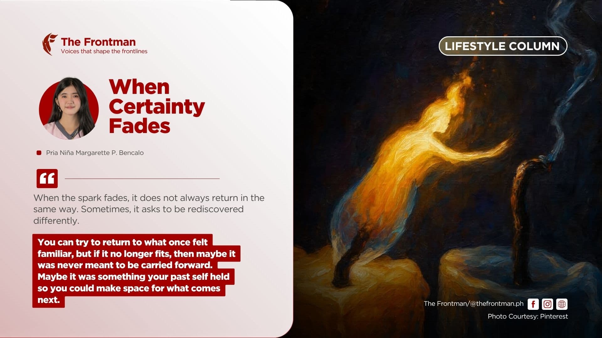 LIFESTYLE COLUMN | When Certainty Fades