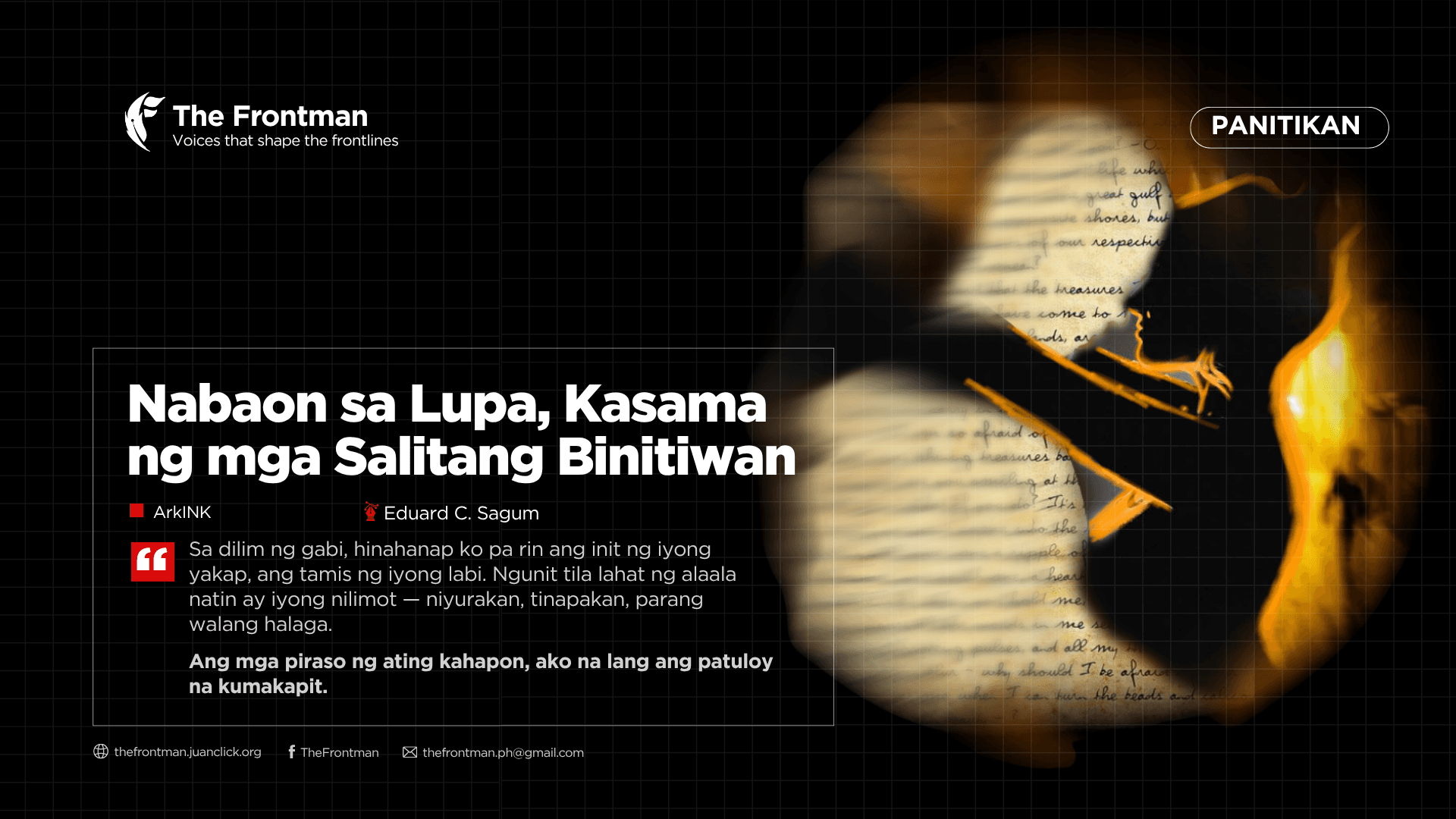 PANITIKAN | Nabaon sa Lupa, Kasama ng mga Salitang Binitiwan