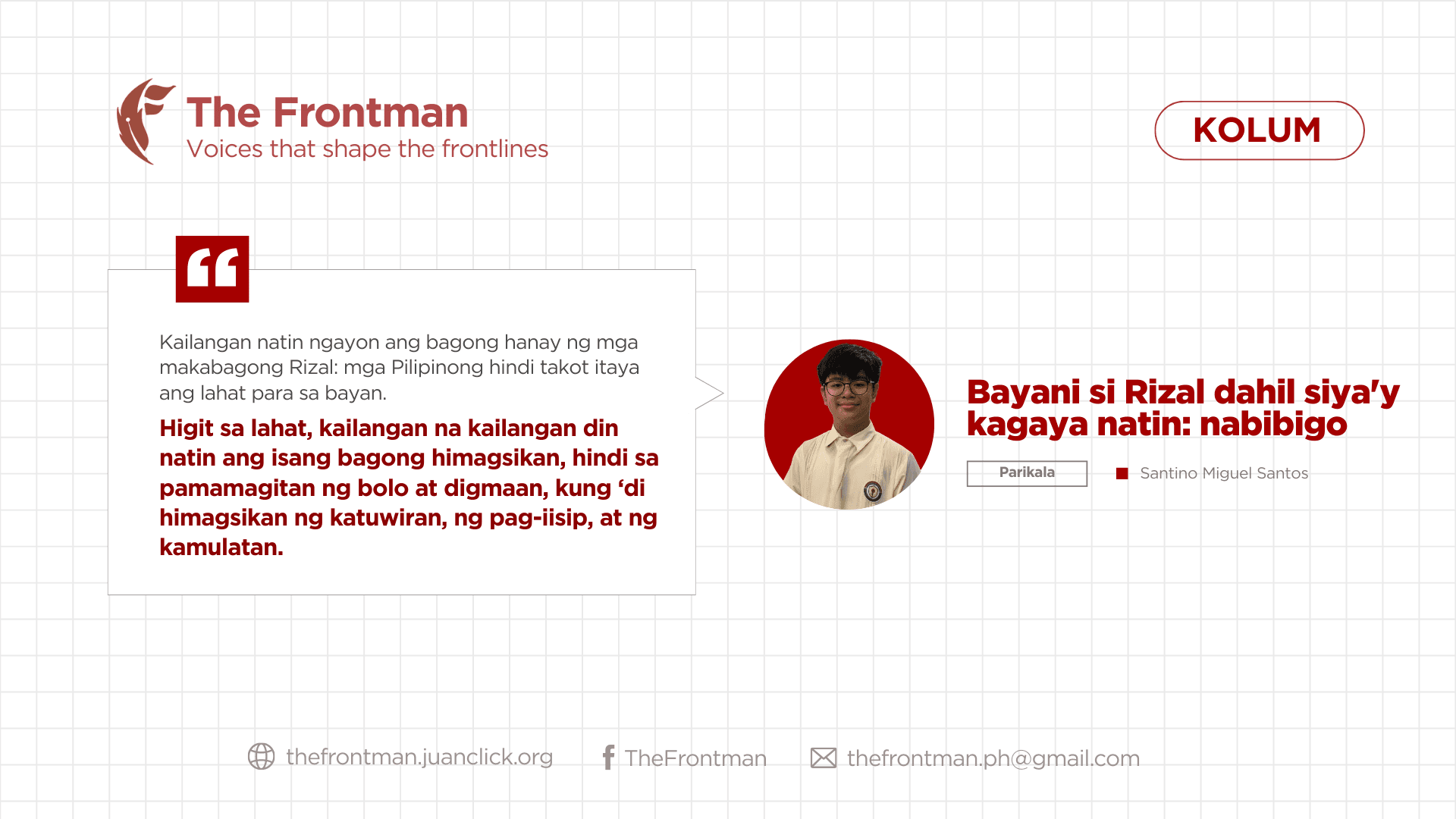 KOLUM | Bayani si Rizal dahil siya’y kagaya natin: nabibigo