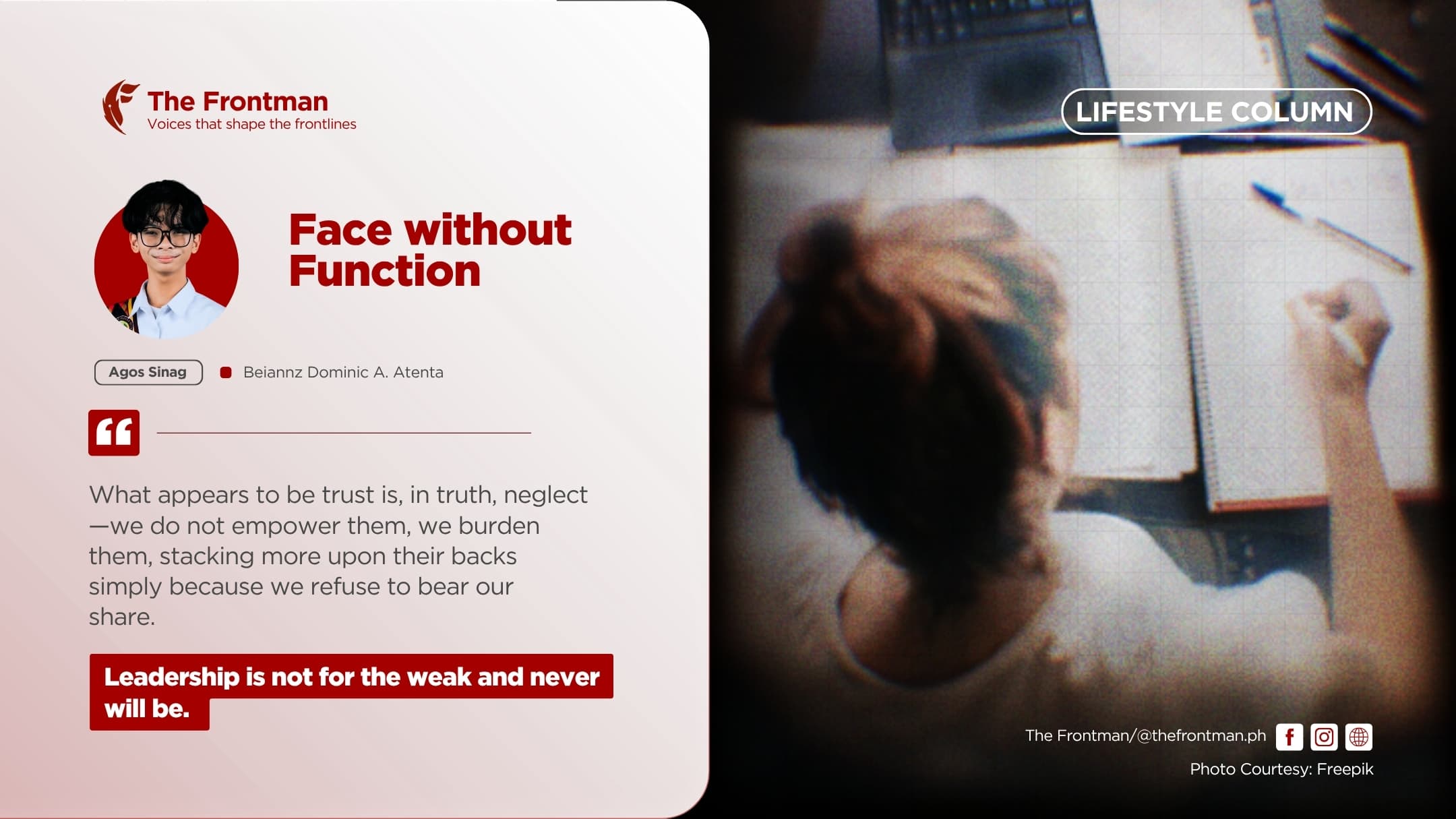 LIFESTYLE COLUMN | Face Without Function 