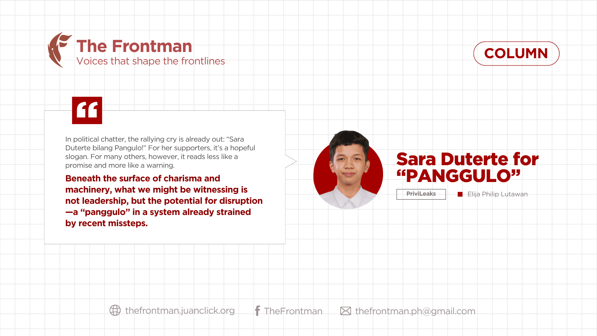 KOLUM | Sara Duterte for “PANGGULO”