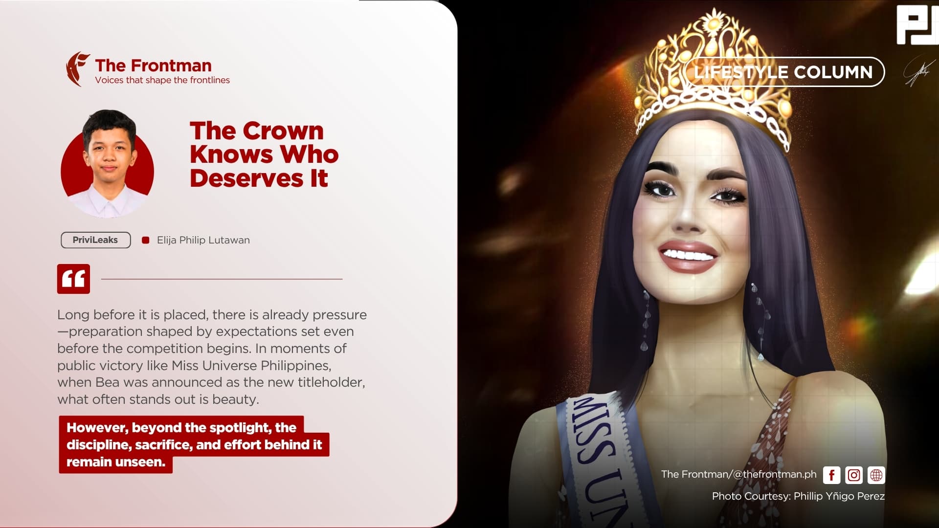 LIFESTYLE COLUMN | The Crown Knows Who Deserves It