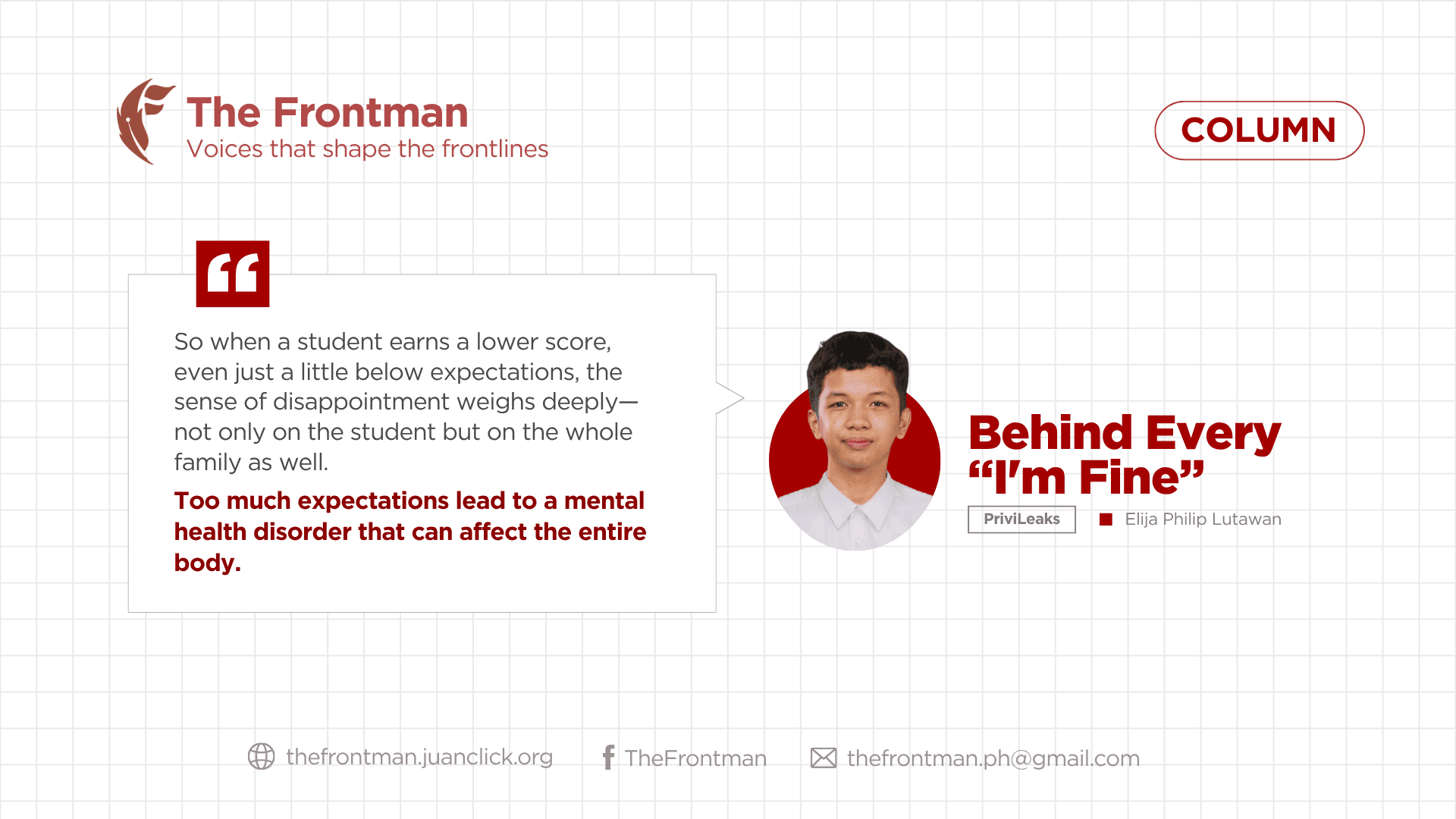 COLUMN | Behind Every “I'm Fine”