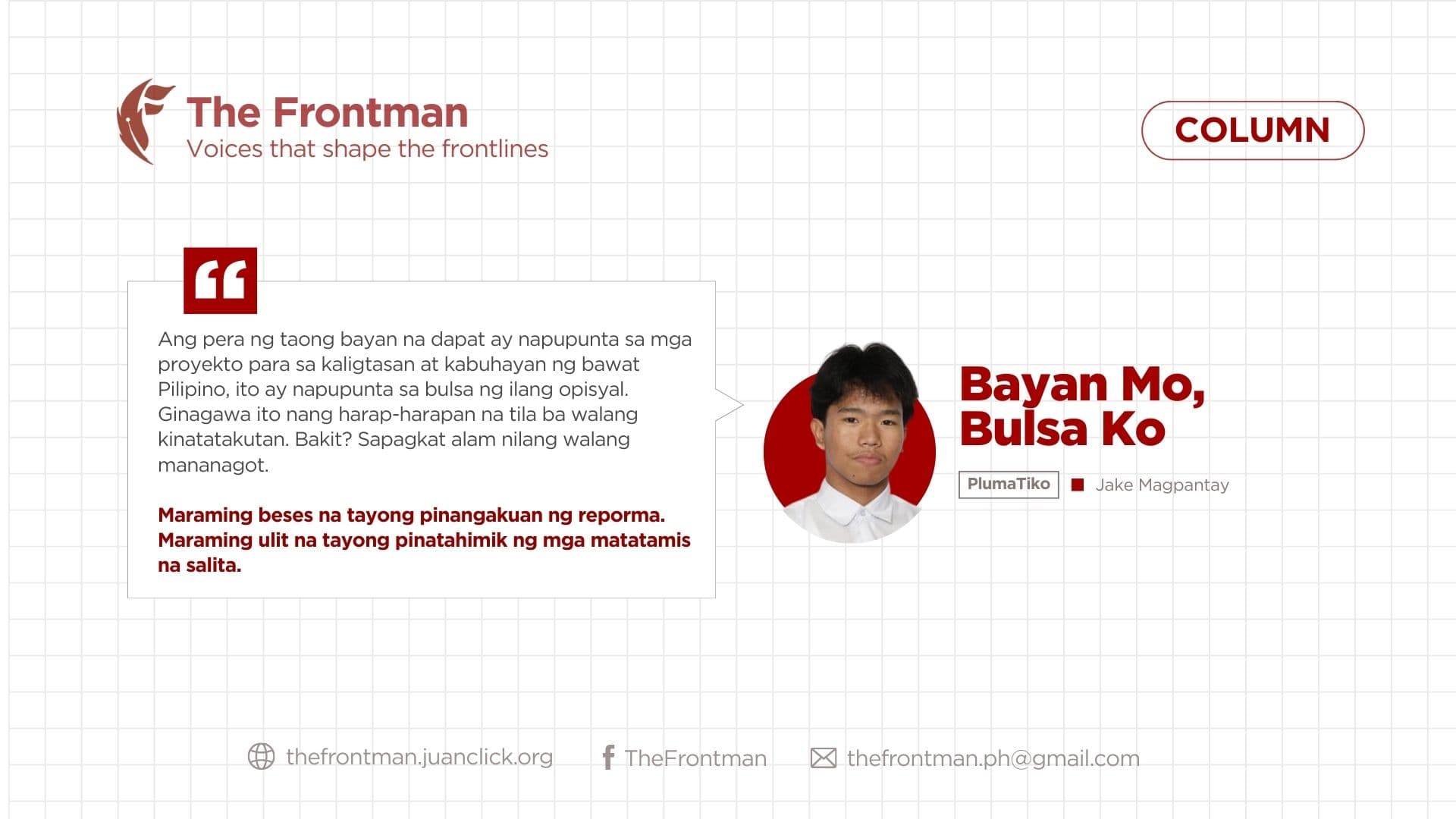 KOLUM | Bayan Mo, Bulsa Ko