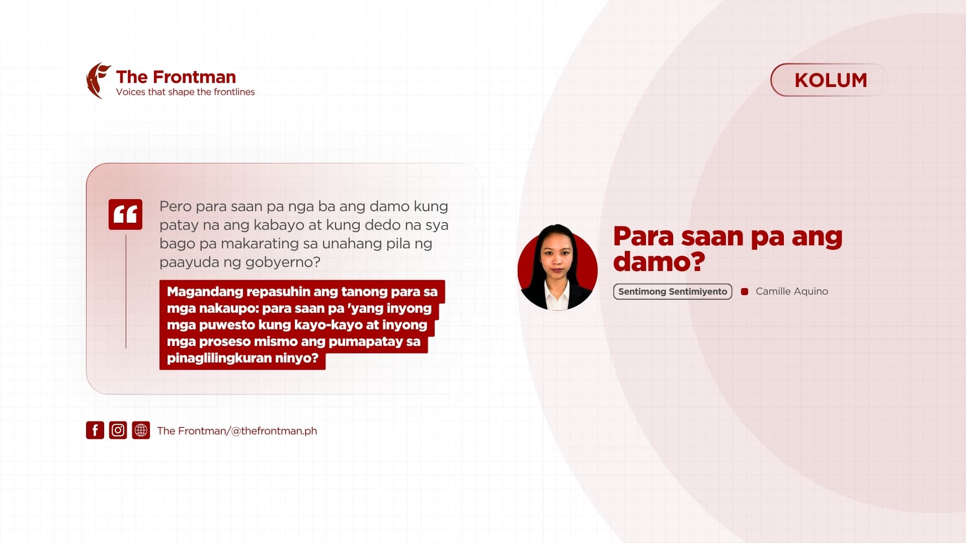 KOLUM | Para saan pa ang damo?