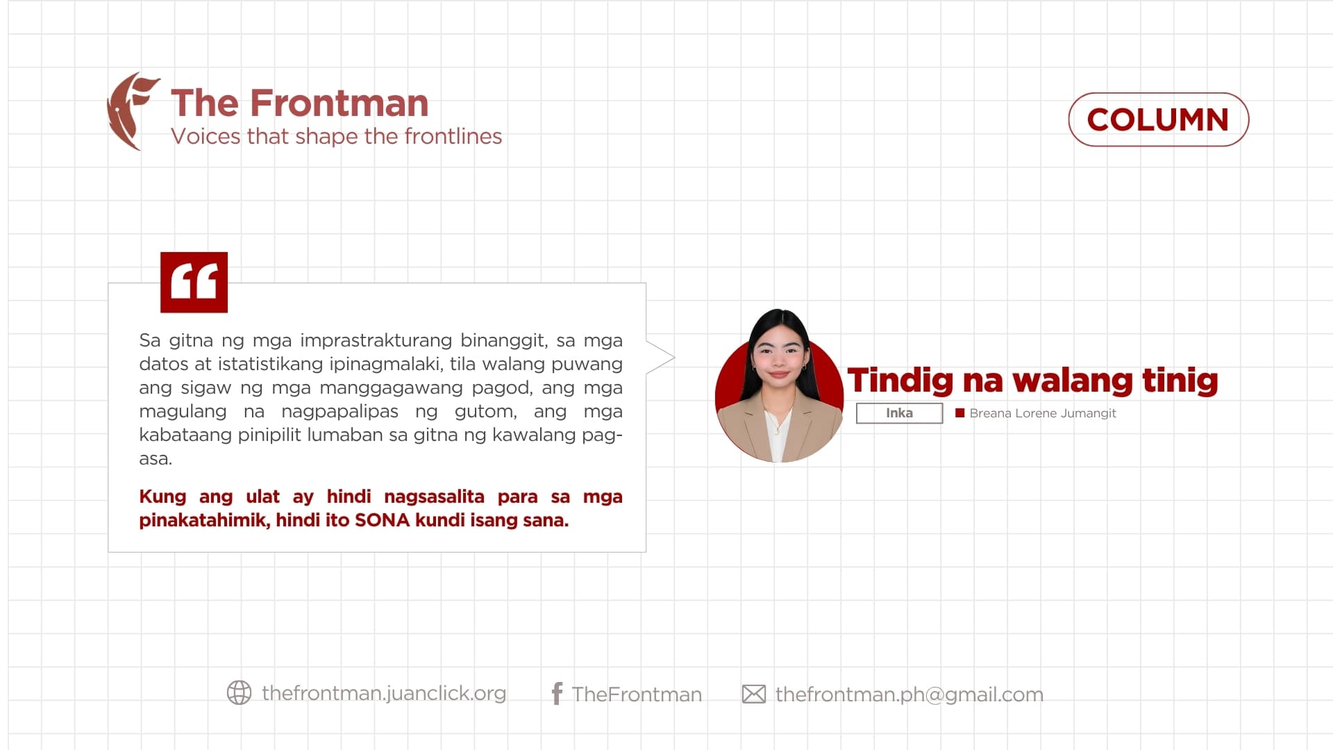 KOLUM | Tindig na walang tinig