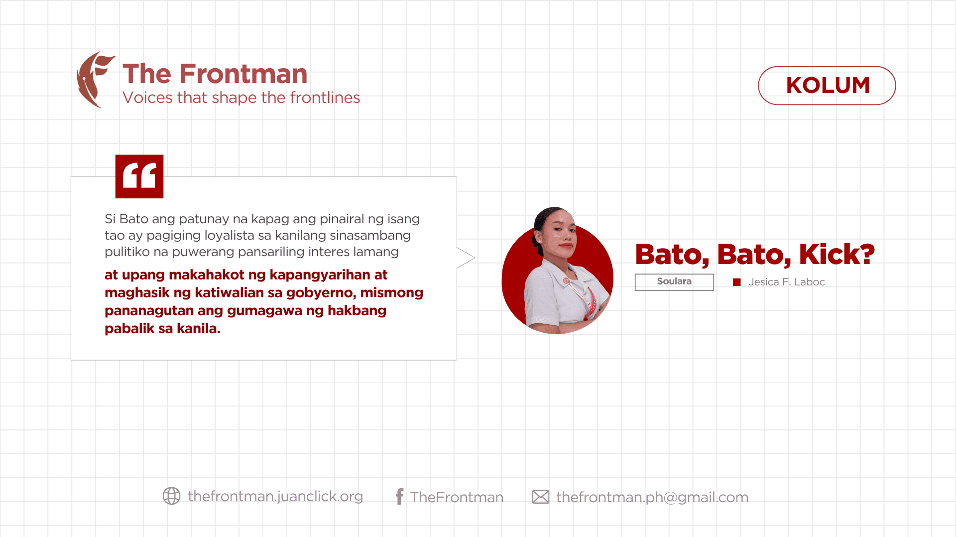 KOLUM | Bato, Bato, Kick?