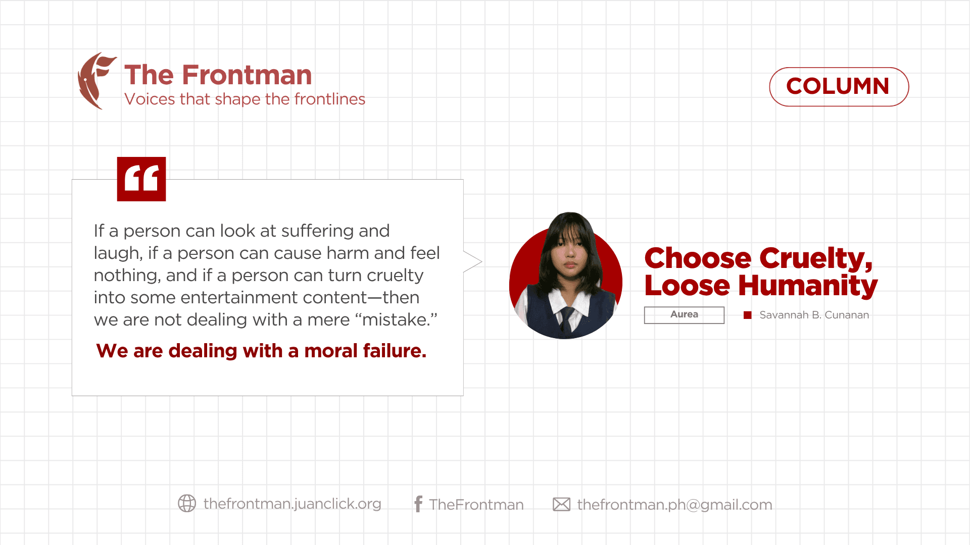 COLUMN | Choose Cruelty, Loose Humanity