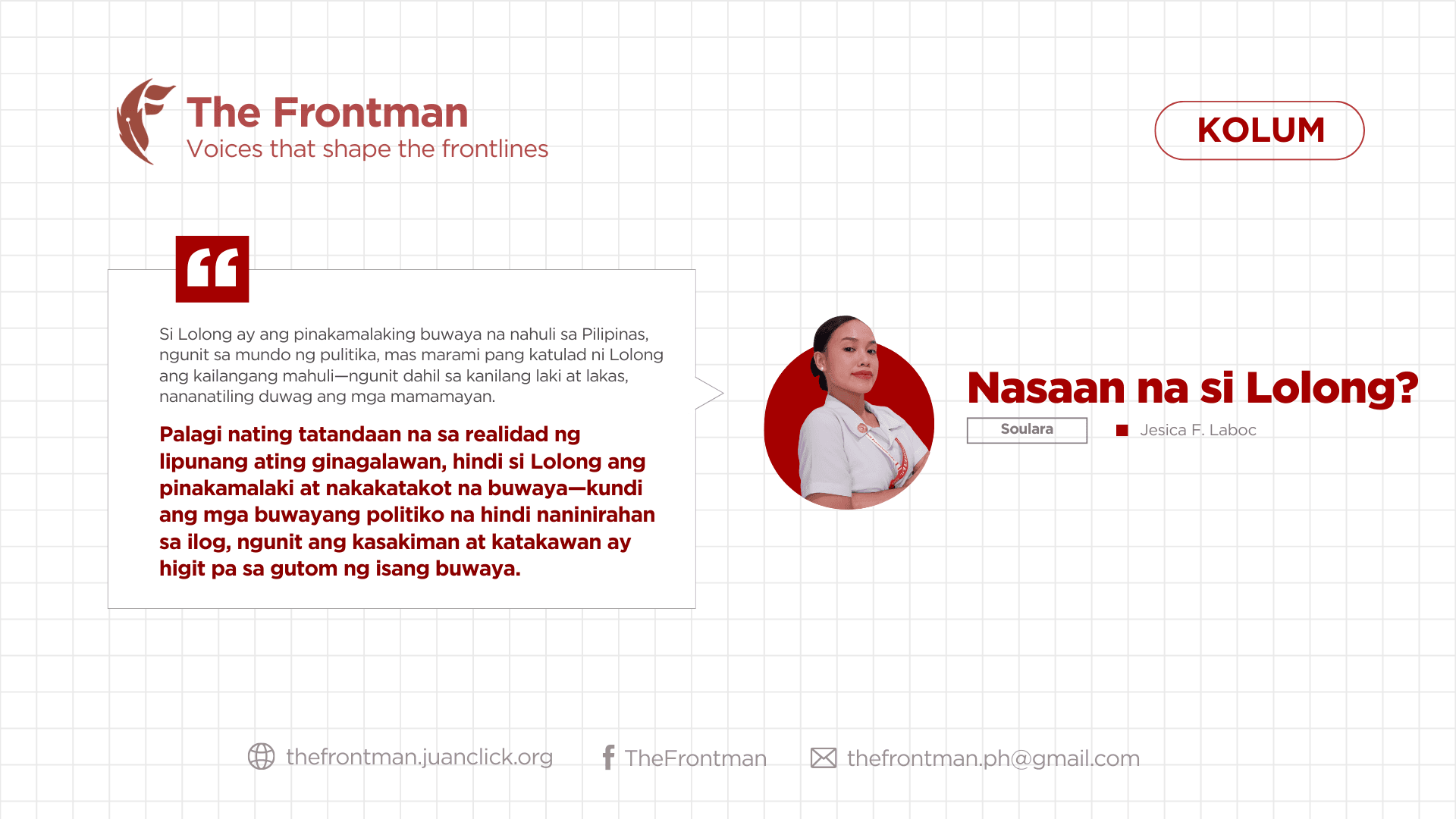COLUMN | Nasaan na si Lolong?