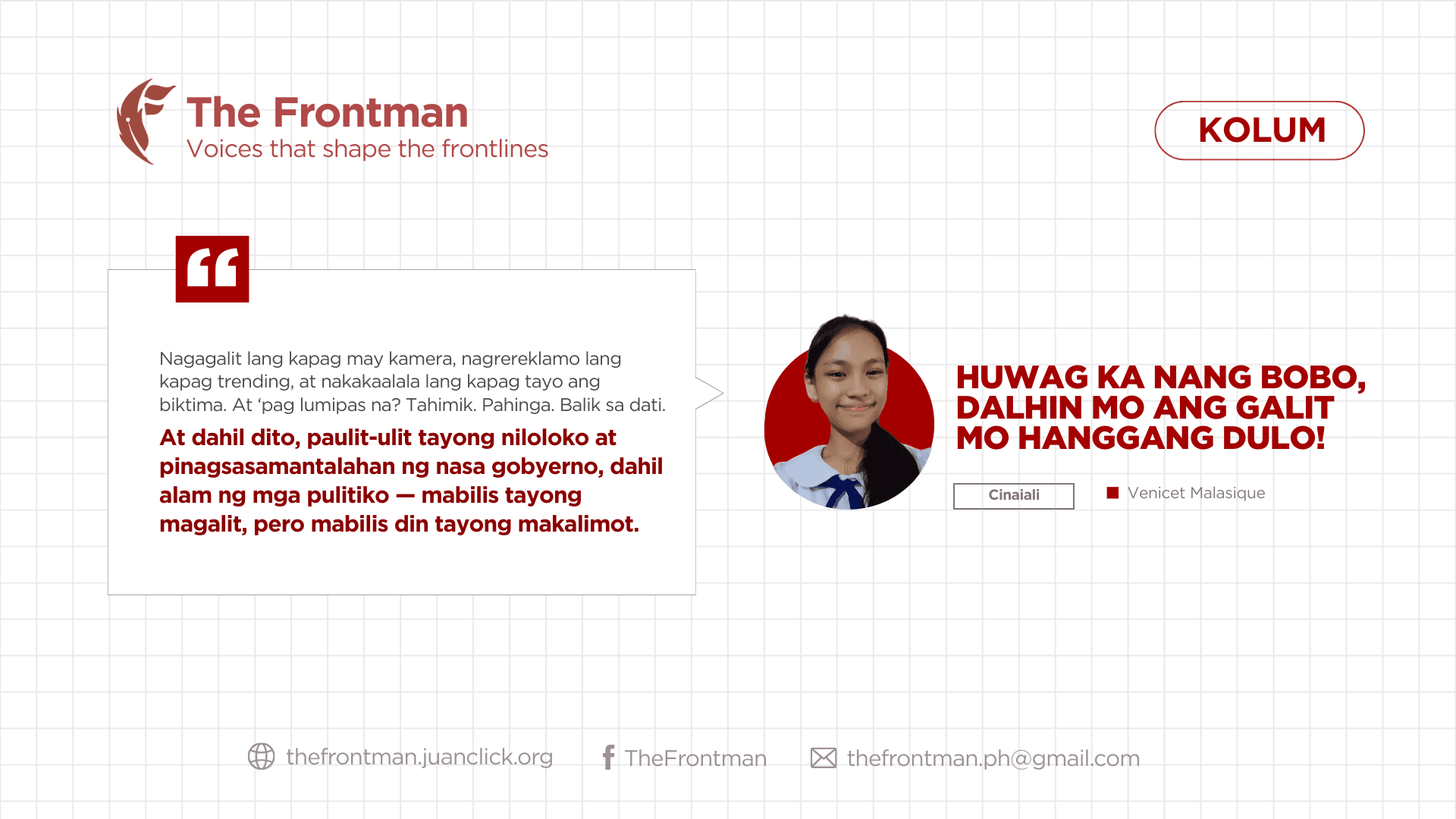 KOLUM | HUWAG KA NANG BOBO, DALHIN MO ANG GALIT MO HANGGANG DULO!