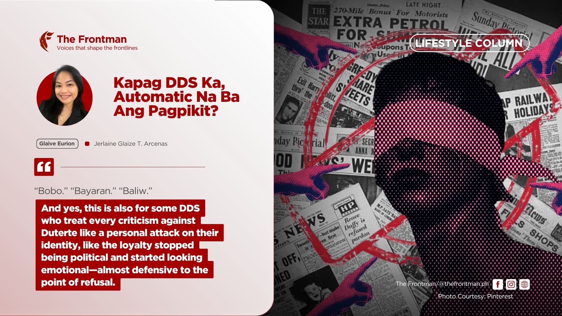 LIFESTYLE COLUMN | Kapag DDS Ka, Automatic Na Ba Ang Pagpikit?