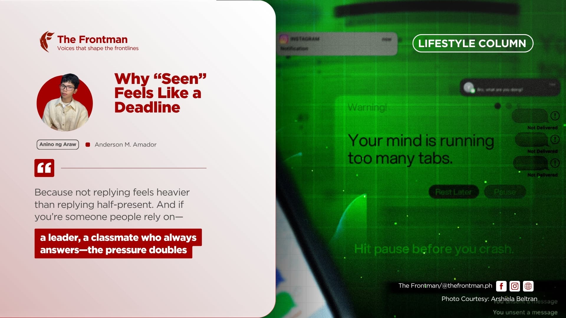 LIFESTYLE COLUMN | Why “Seen” Feels Like a Deadline