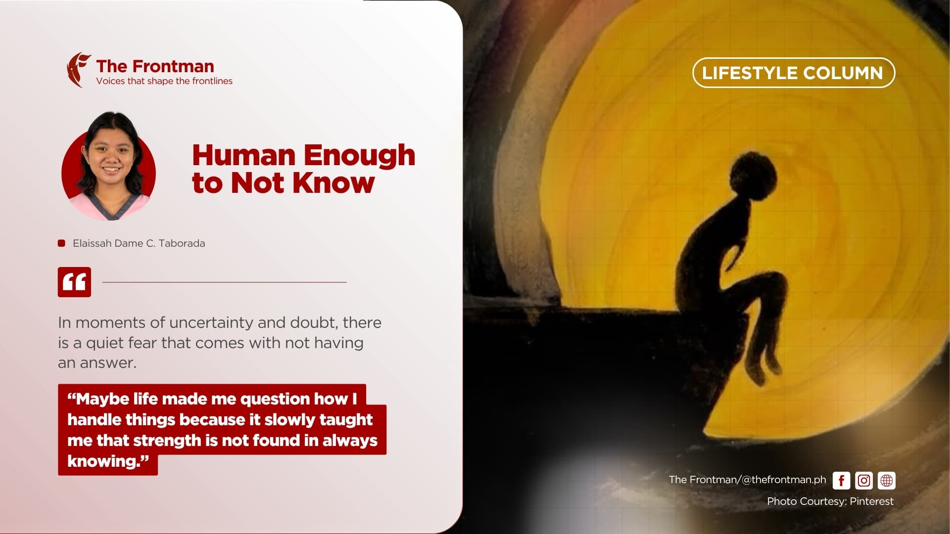 LIFESTYLE COLUMN | Human Enough to Not Know