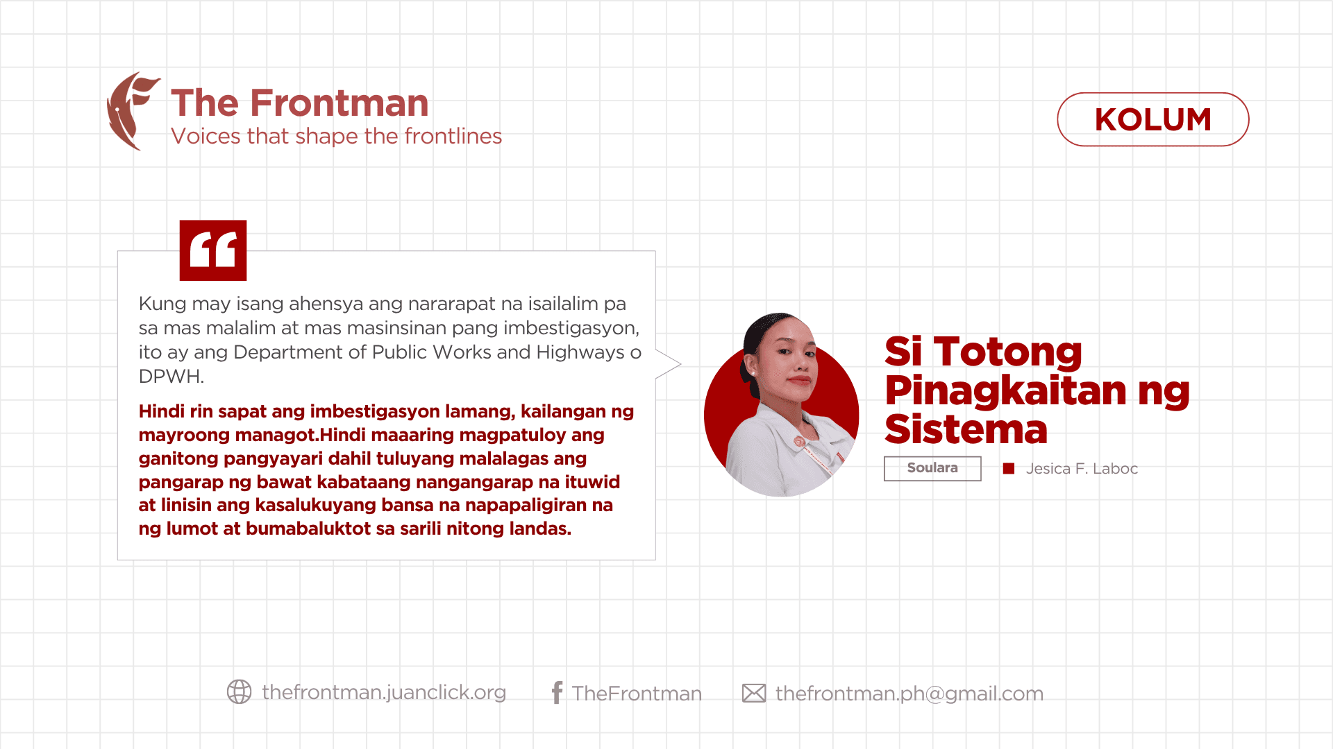 KOLUM | Si Totong Pinagkaitan ng Sistema