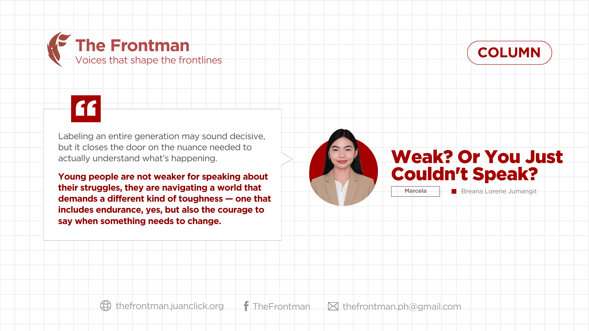 COLUMN | Weak? Or You Just Couldn't Speak? 