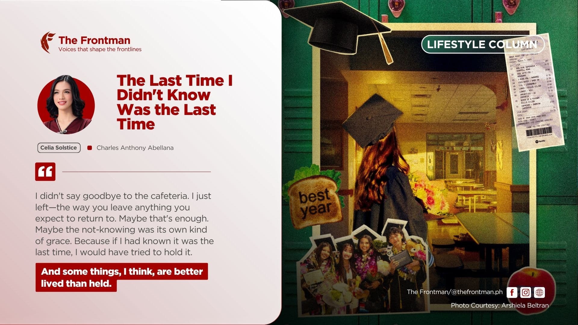 LIFESTYLE COLUMN | The Last Time I Didn't Know Was the Last Time