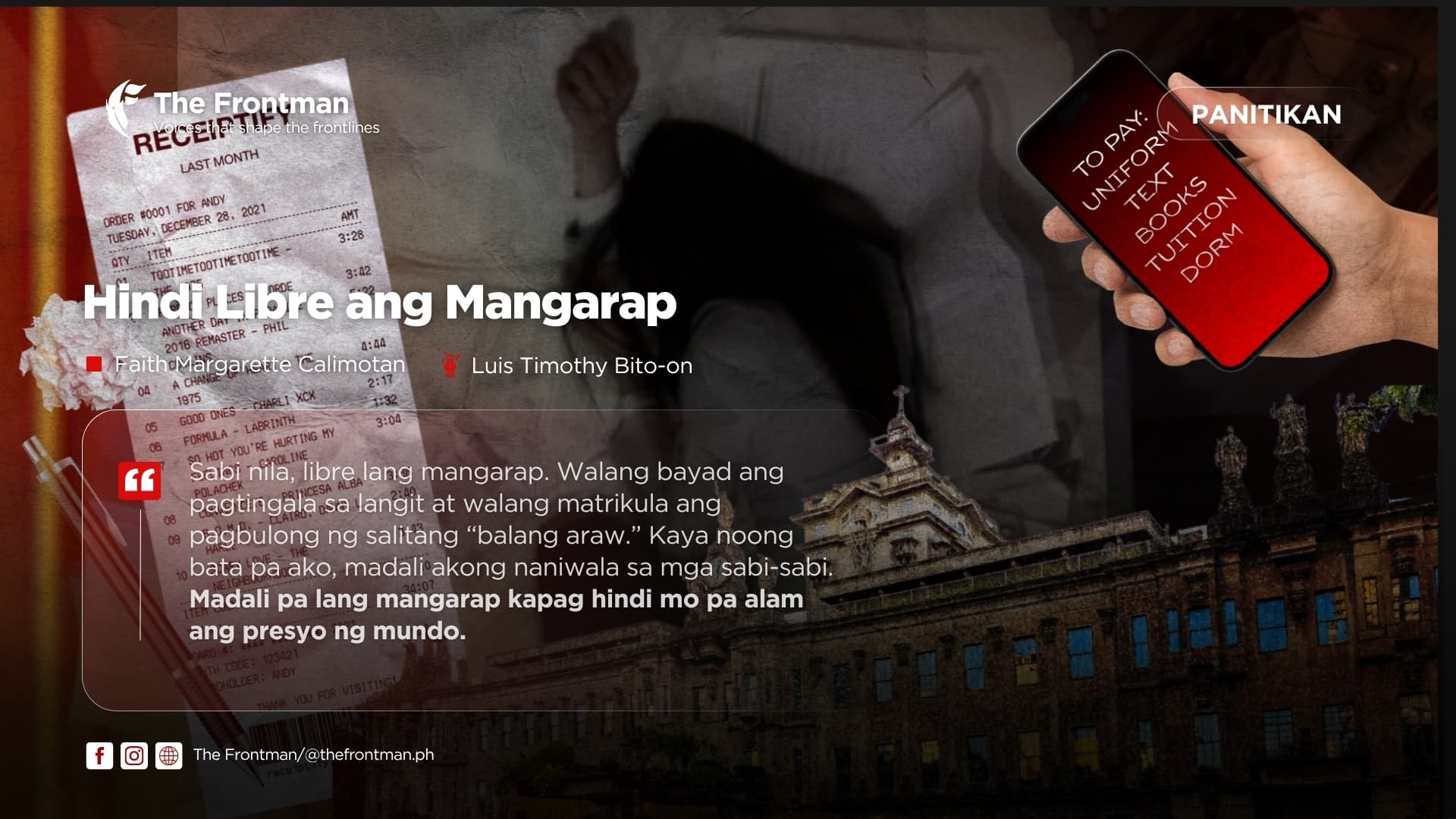 PANITIKAN | Hindi Libre ang Mangarap