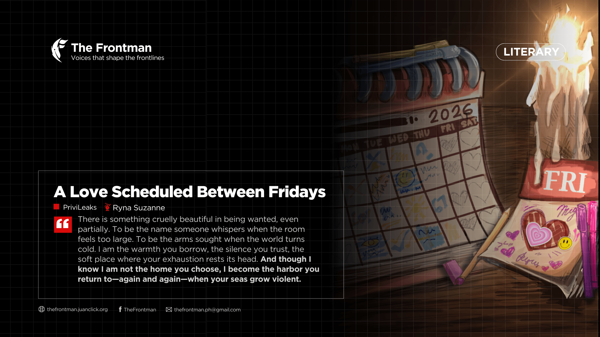 LITERARY | A Love Scheduled Between Fridays