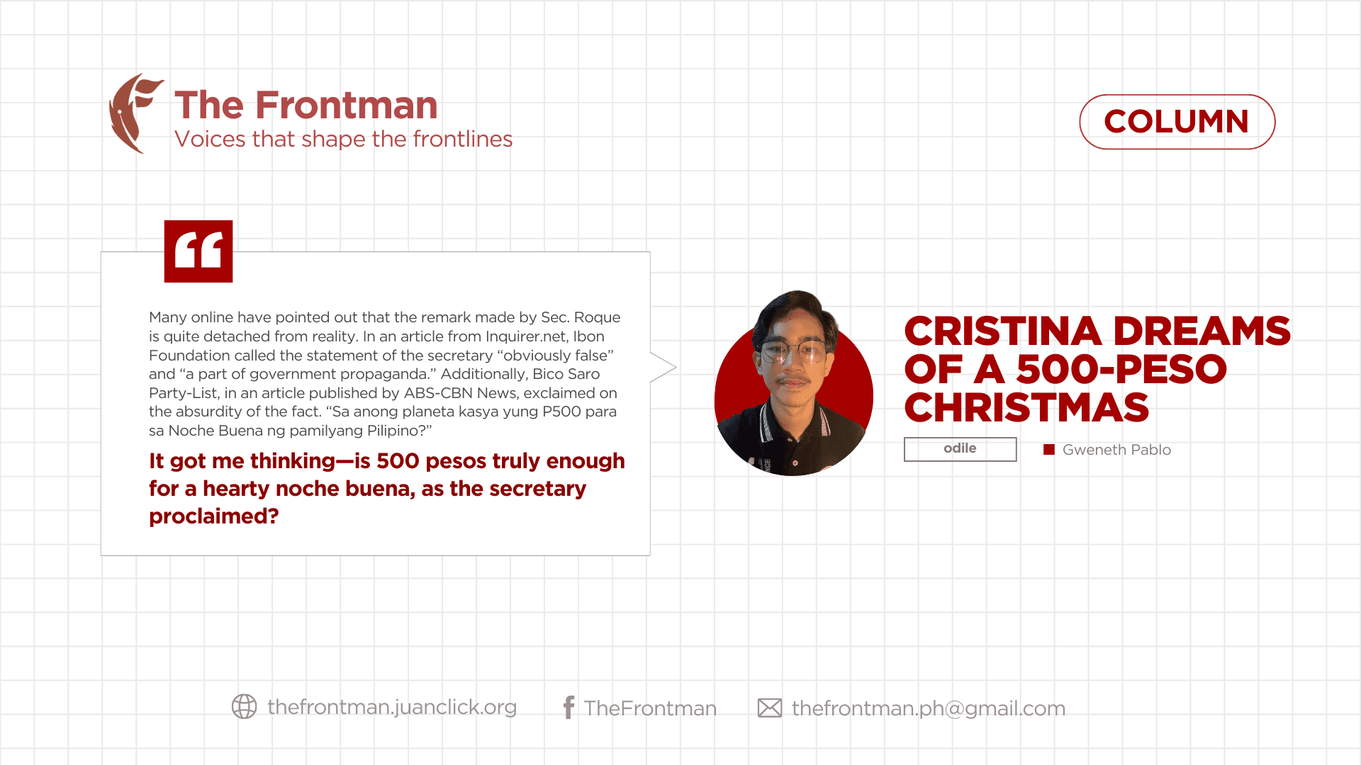 COLUMN | CRISTINA DREAMS OF A 500-PESO CHRISTMAS