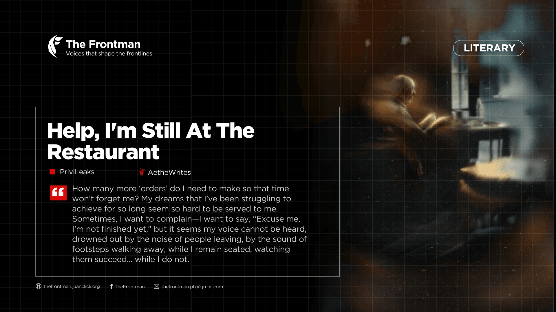LITERARY | Help, I'm Still At The Restaurant