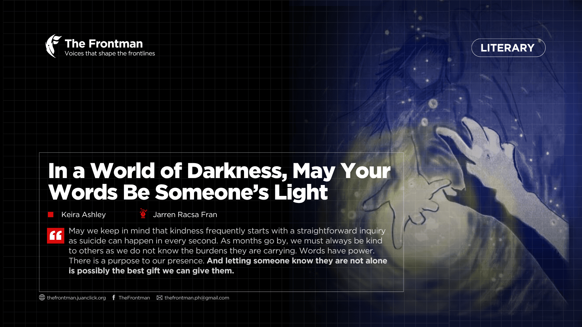 LITERARY | In a World of Darkness, May Your Words Be Someone’s Light