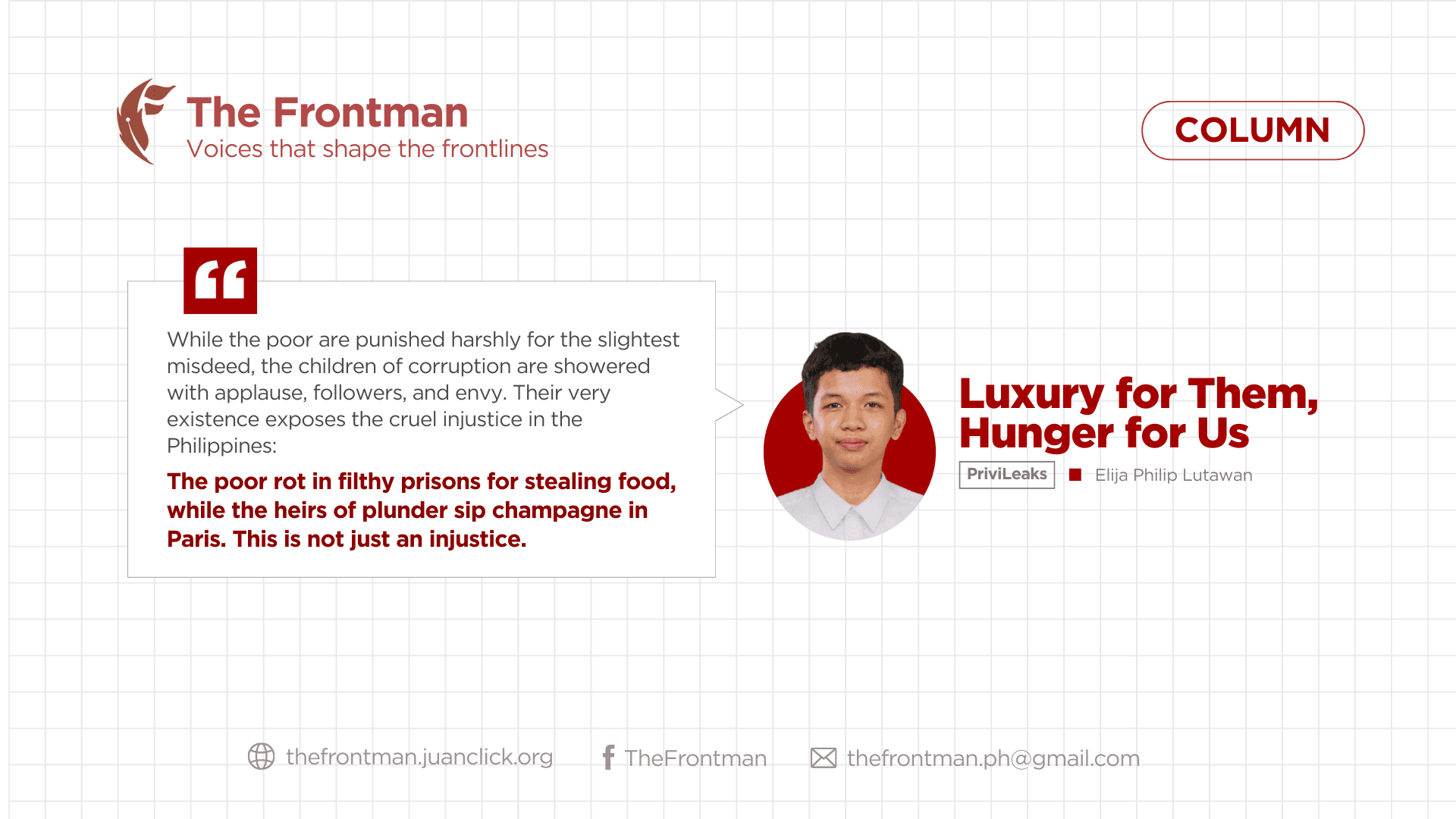 COLUMN | Luxury for Them, Hunger for Us
