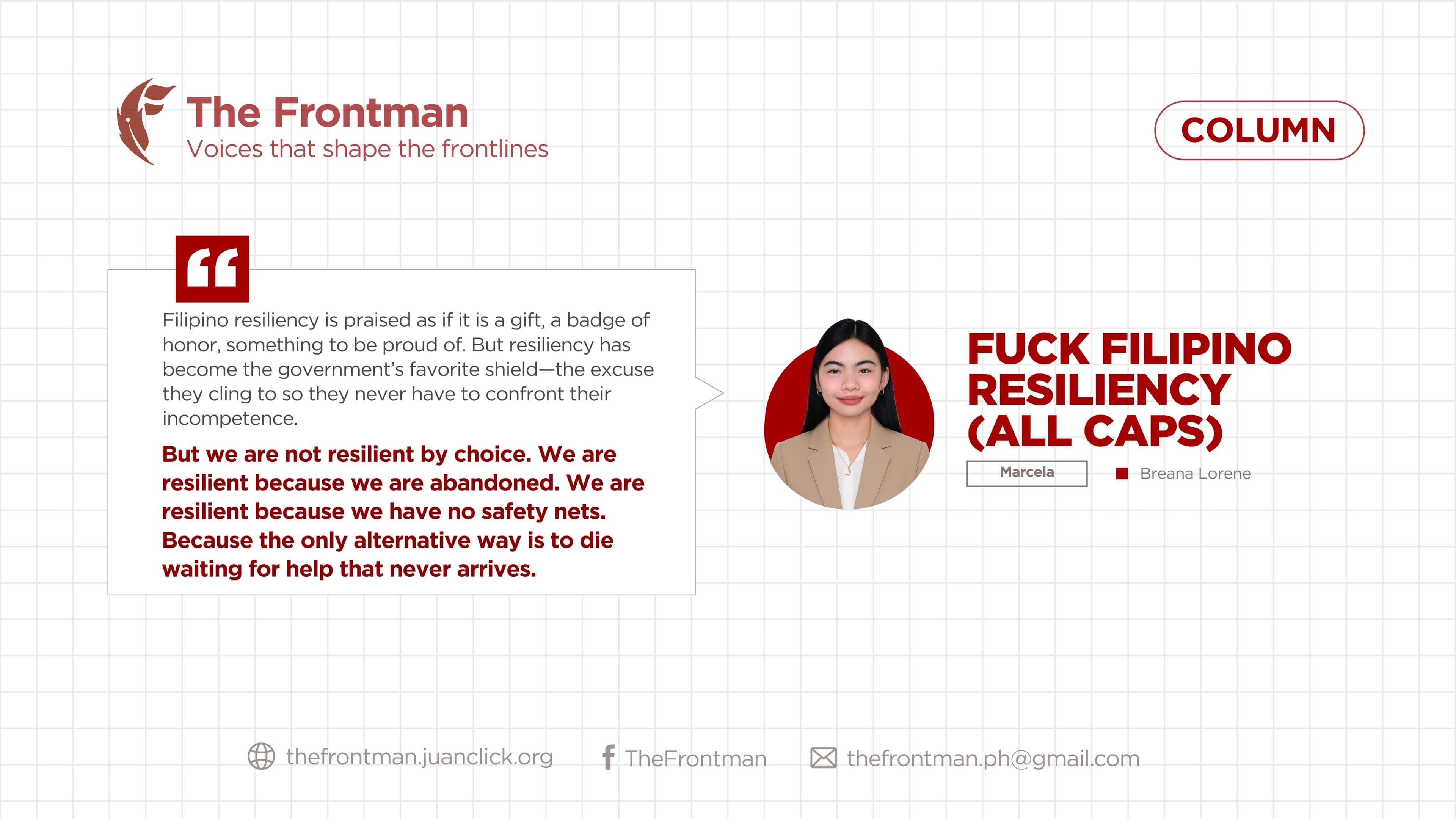 COLUMN | FUCK FILIPINO RESILIENCY (ALL CAPS)