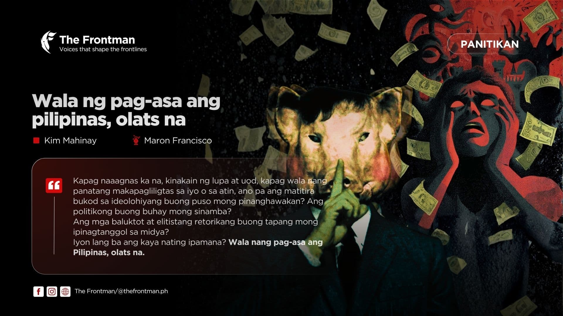 PANITIKAN | Wala ng pag-asa ang pilipinas, olats na