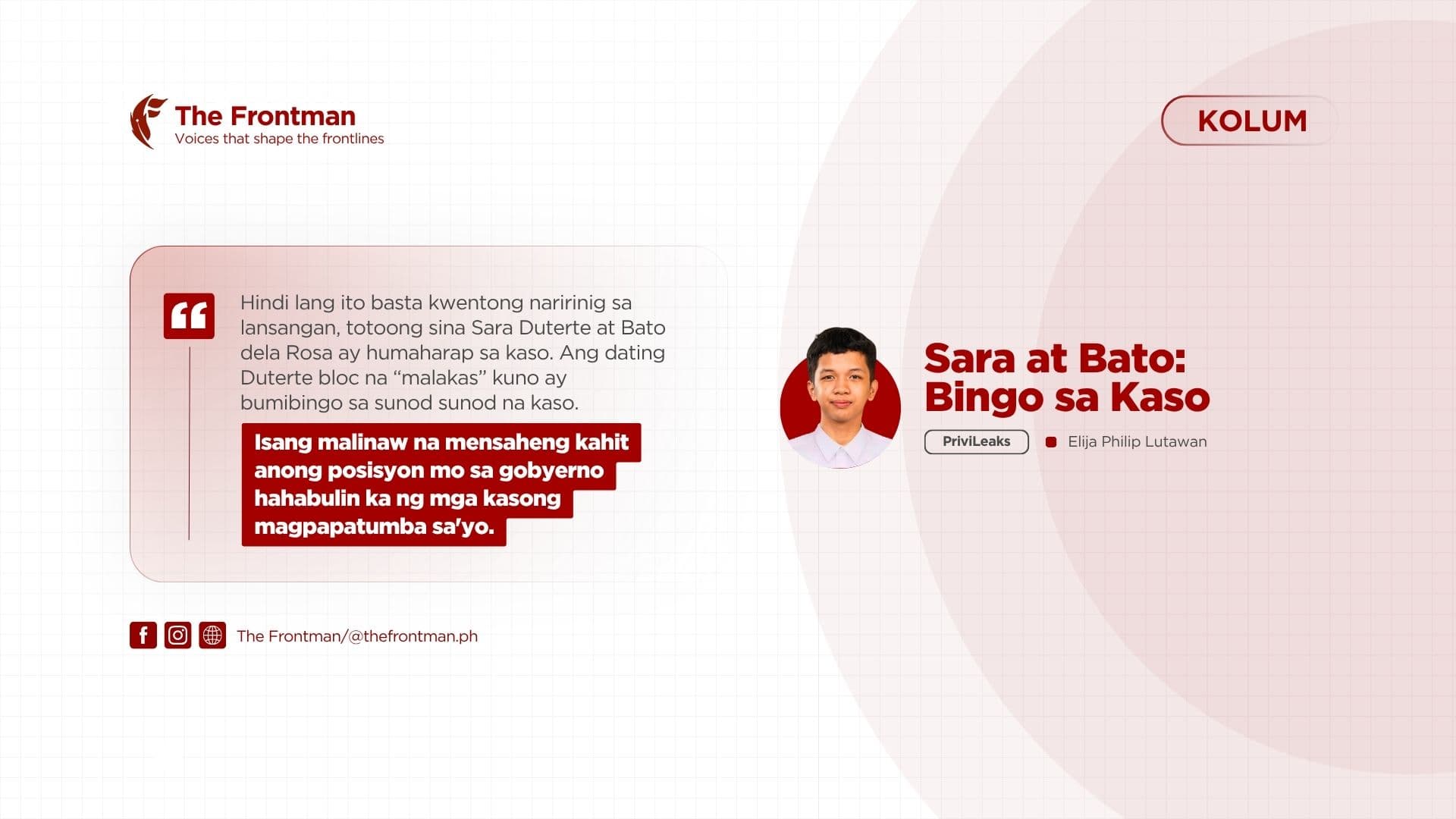 KOLUM | Sara at Bato: Bingo sa Kaso
