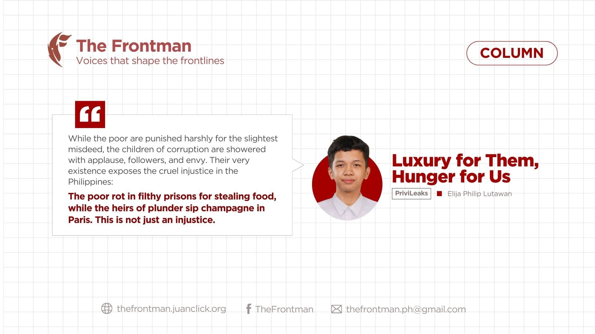 COLUMN | Luxury for Them, Hunger for Us