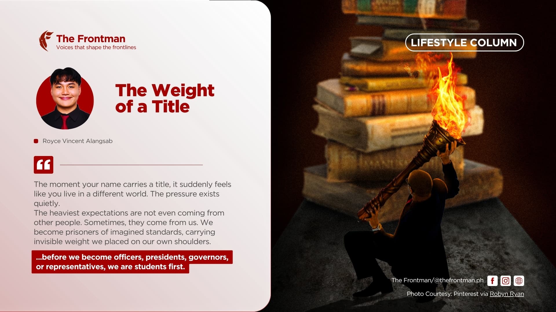 LIFESTYLE COLUMN | The Weight of a Title