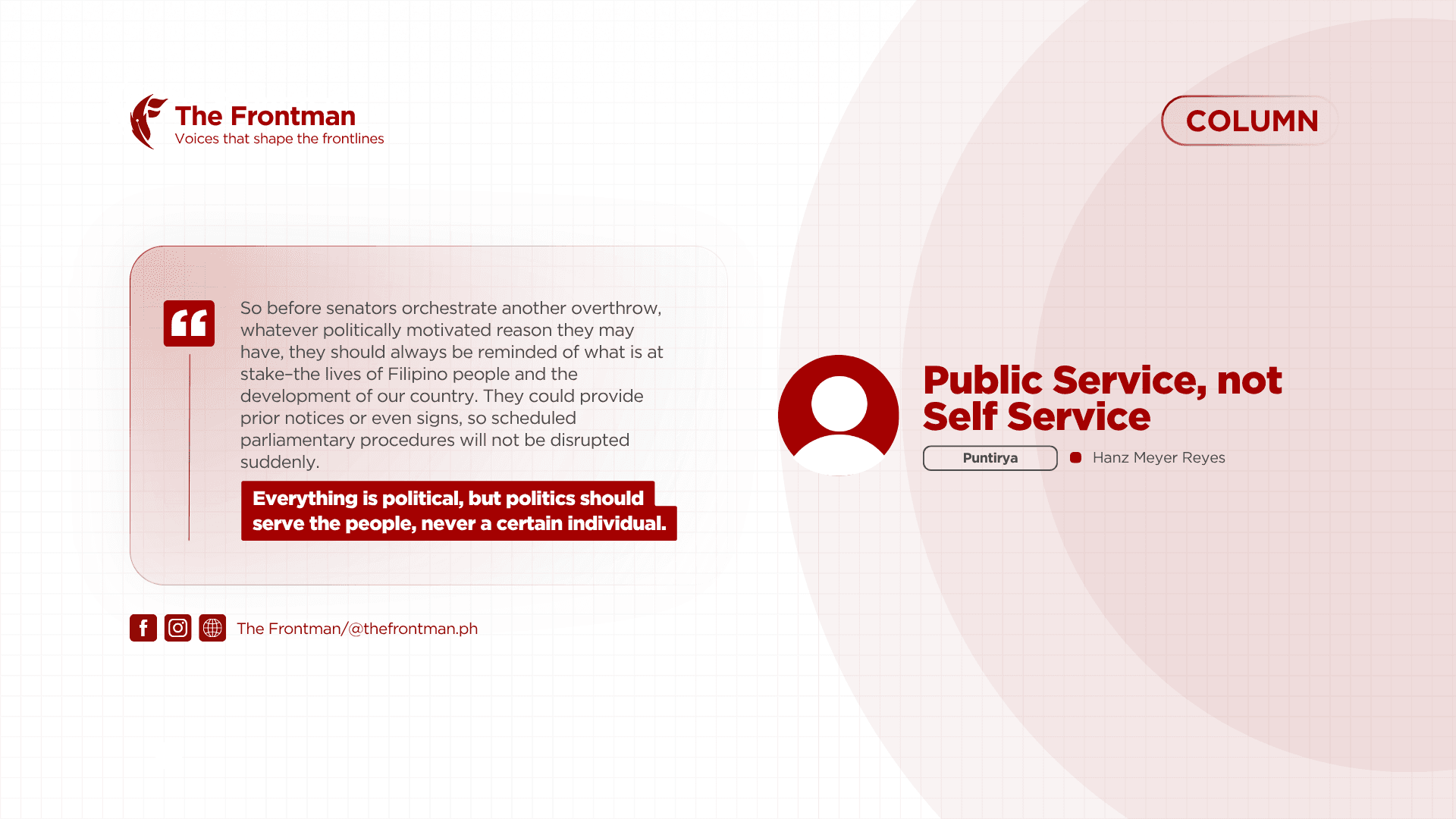 COLUMN | Public Service, not Self Service