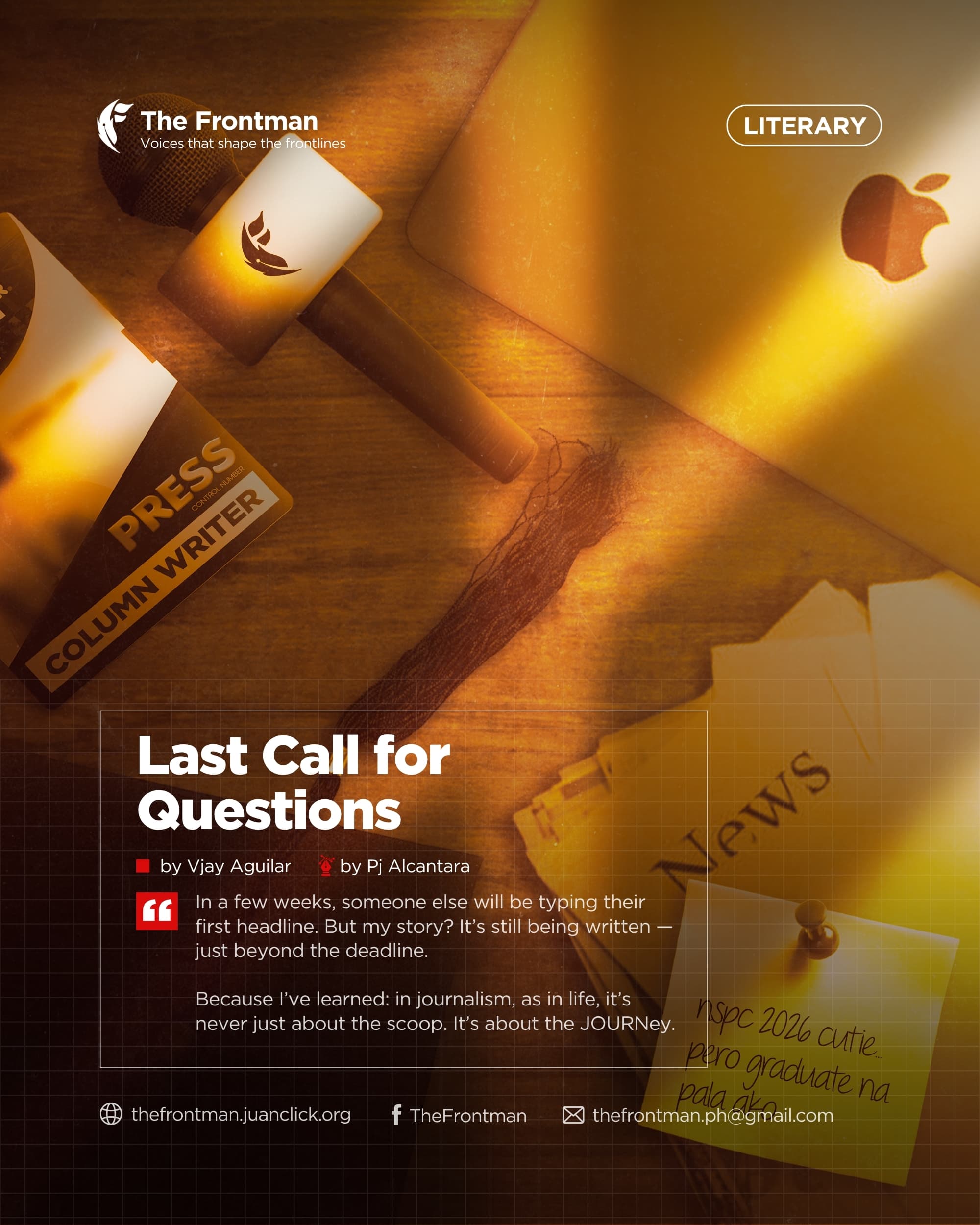LITERARY | Last call for Questions